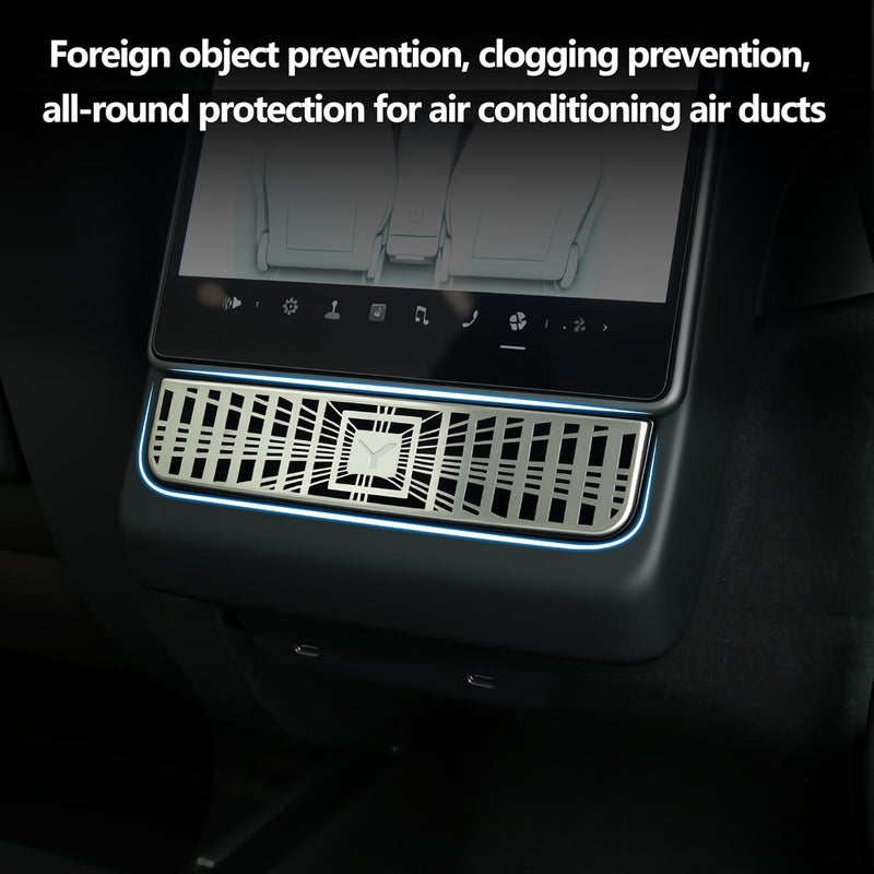 Arcoche Rear Condition Air Vent Outlet Cover for 2025 2026 Tesla Model Y Juniper Accessories Air Flow Vent Grille Protection Upgraded stainless steel and ABS - Image 2